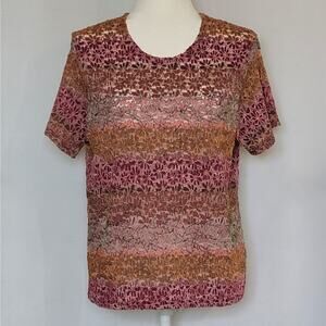 Vtg Kathie Lee Floral Lace Pink/Blush Womens Blouse Top Sz: XL Sheer Y2K Whimsey